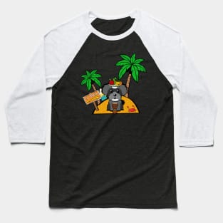 Funny schnauzer is on a deserted island Baseball T-Shirt